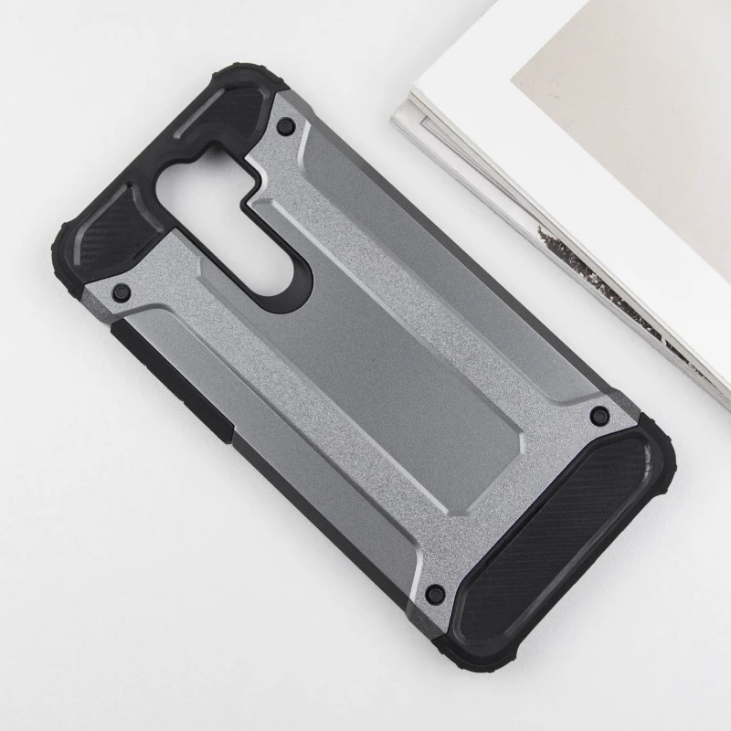 Противоударный чехол с усиленными углами Immortal для Xiaomi Redmi Note 8 Pro – Металл / Gun Metal. Фото 4 из 9