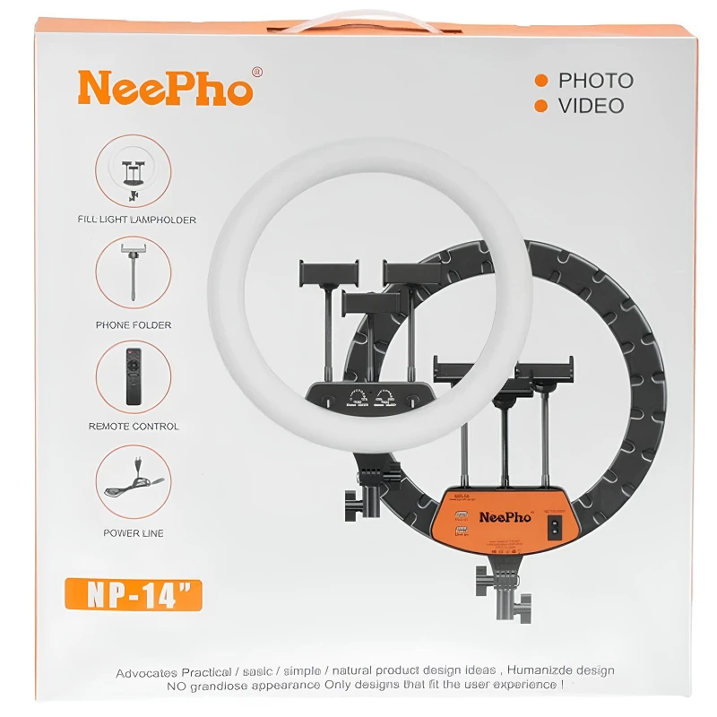Кільцева лампа Neepho NP-14 + пульт, чохол – Black. Фото 3 з 4