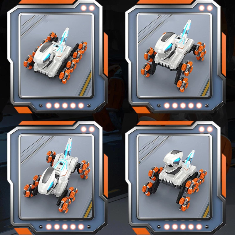 Дитячий восьмиколісний динозавр на радіокеруванні SHT 2590 2.4G (with 2 remote) – Grey / Orange. Фото 4 з 6