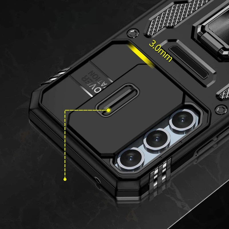 Ударостійкий чохол Square Ring зi шторкою на камеру на Samsung Galaxy S25 – Чорний / Black. Фото 6 з 13