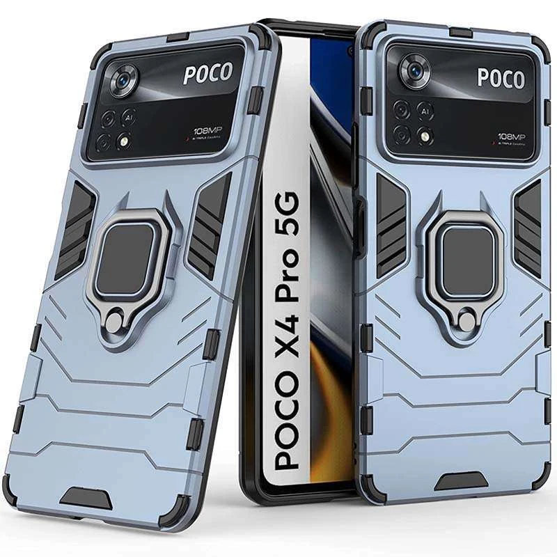 

Противоударный чехол Transformer с кольцом для Xiaomi Poco X4 Pro 5G (Серый / Metal slate), Сірий / metal slate