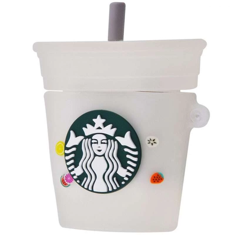 Силиконовый футляр Logo series для наушников AirPods 1/2 + карабин – Starbucks Neon Cocktail. Фото 2 из 3