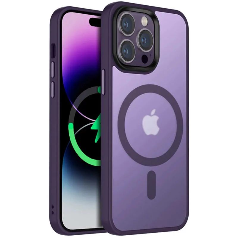 Кольоровий TPU+PC з металевими кнопками та MagSafe на Apple iPhone 14 Pro Max (6.7") – Темно-фіолетовий / Dark Purple. Фото 1 з 1