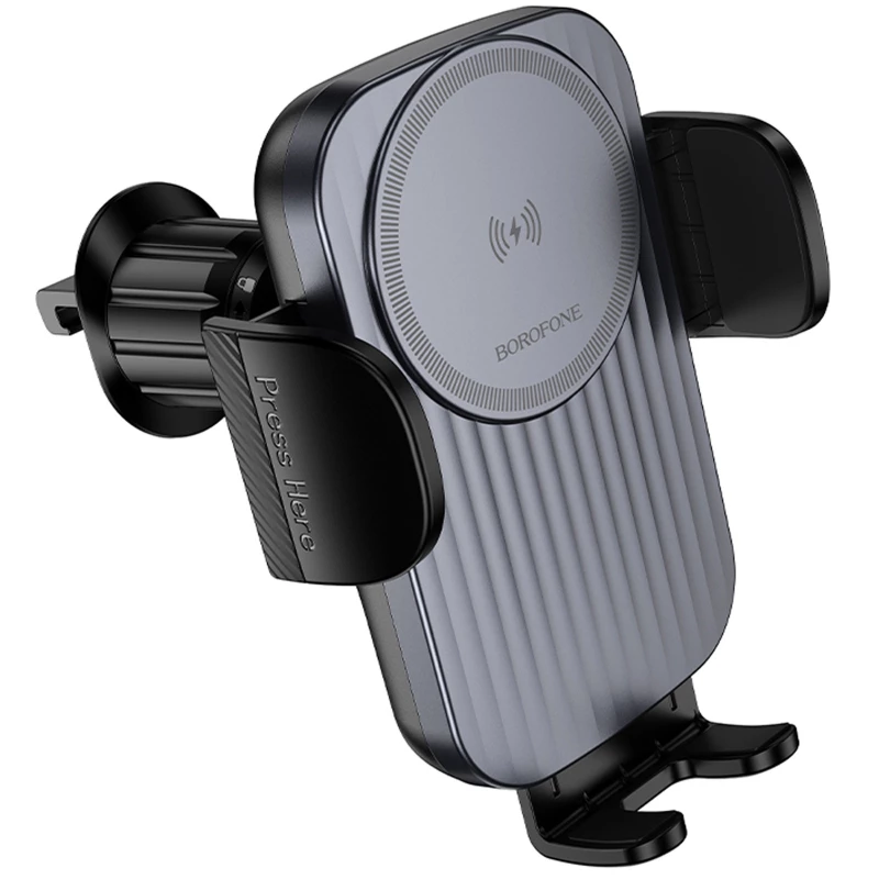 Автотримач з БЗП Borofone BH221 Path 15W (air outlet) – Black / Metal gray. Фото 5 з 6