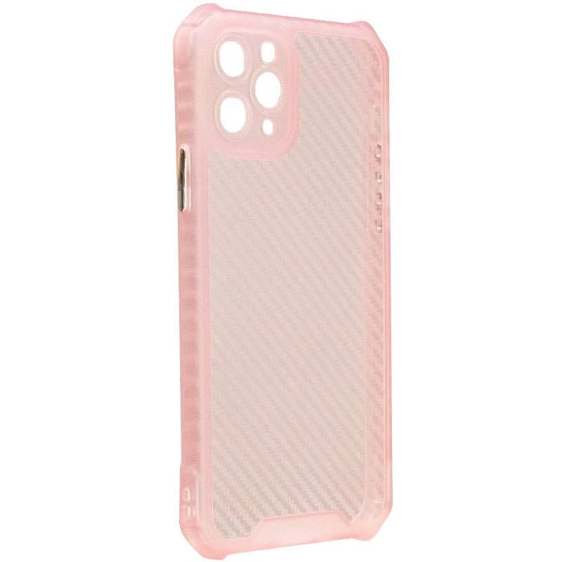 Карбоновий кольоровий силіконовий чохол на Apple iPhone 11 Pro Max (6.5") – Рожевий / Прозорий. Фото 2 з 8