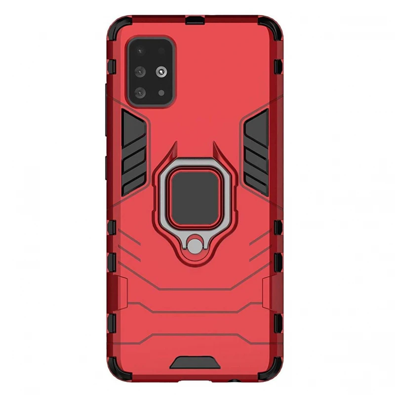 

Противоударный чехол Transformer с кольцом для Samsung Galaxy A51 (Красный / Dante Red), Червоний / dante red