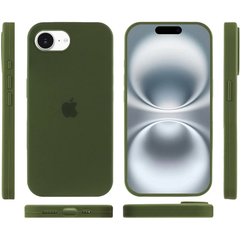Чехол Silicone Case с закрытым низом для Apple iPhone 17e (6.1") – Зеленый / Dark Olive. Фото 5 из 6