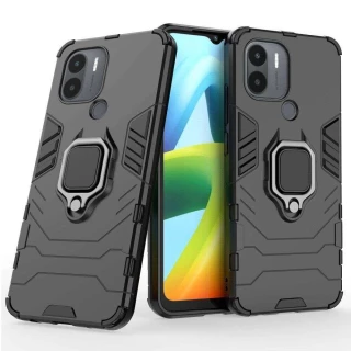 Противоударный чехол Transformer с кольцом для Xiaomi Redmi A1+ / Poco C50 / A2+ — Черный / Soul Black