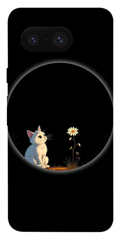 Чехол на Google Pixel 8 Cat and flower фото 1 из 1