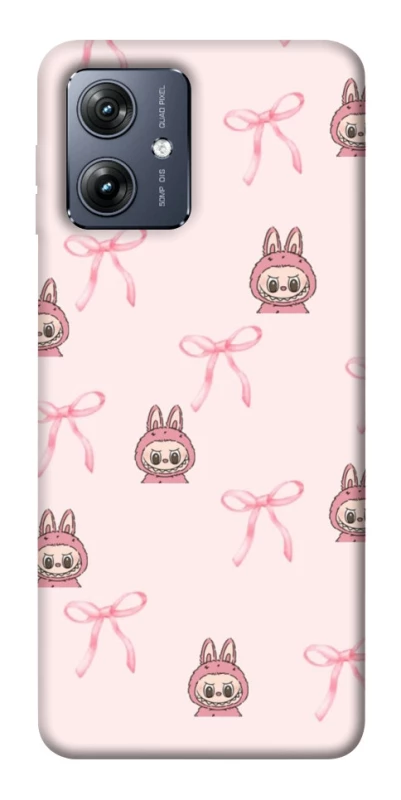 Чехол на Motorola Moto G54 Pink bows and Labubus фото 1 из 1