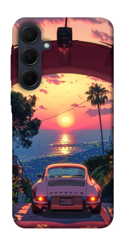 Чехол на Samsung Galaxy A55 Porsche at sunset фото 1 из 1