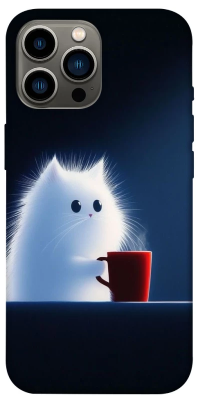 Чехол на Apple iPhone 12 Pro Max (6.7") Чехол кот с кофе фото 1 из 1