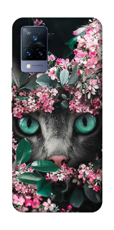 Чехол на Vivo V21 Кот в цветах фото 1 из 1