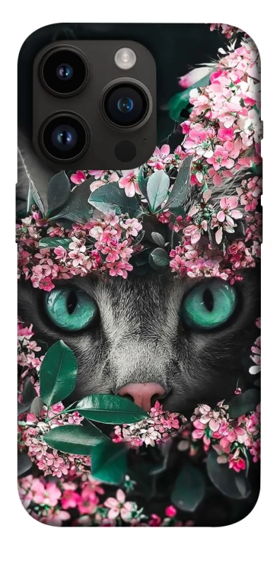 Чохол на Apple iPhone 14 Pro (6.1") Кіт в квітах фото 1 з 1