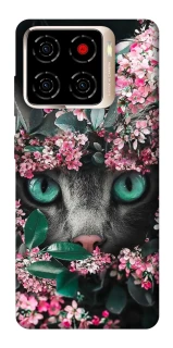 Чохол на ZTE Blade A56 Кіт в квітах фото 1 з 1