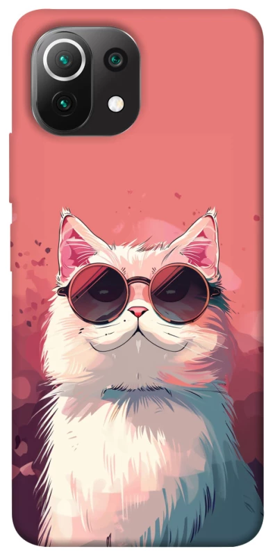 Чохол на Xiaomi Mi 11 Lite Сat with glasses фото 1 з 1