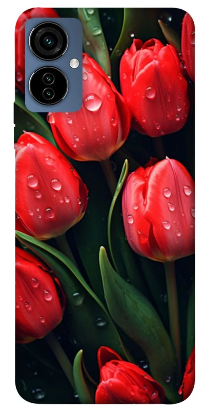 Чохол на TECNO Camon 19 Neo Червоні тюльпани фото 1 з 1