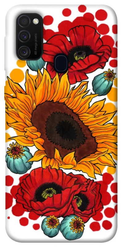 Чохол на Samsung Galaxy M21 Соняшники та маки фото 1 з 1
