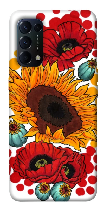 Чохол на Oppo Reno 5 4G Соняшники та маки фото 1 з 1