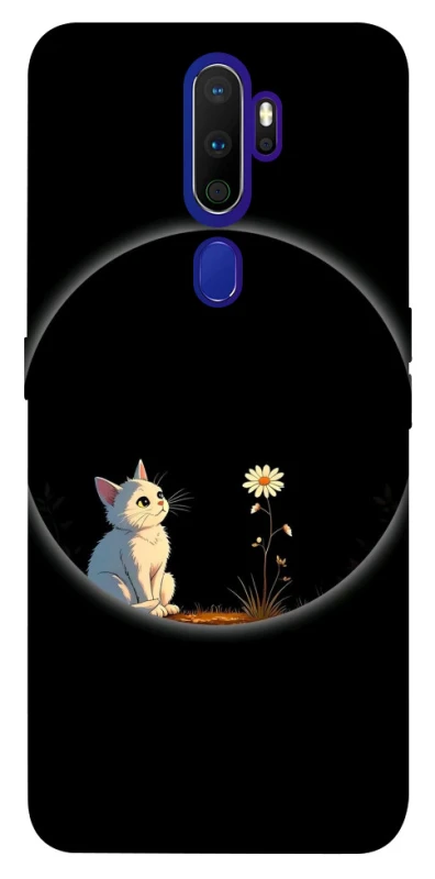 Чехол на Oppo A5 (2020) / Oppo A9 (2020) Cat and flower фото 1 из 1