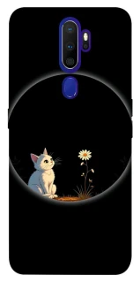 Чехол на Oppo A5 (2020) / Oppo A9 (2020) Cat and flower фото 1 из 1