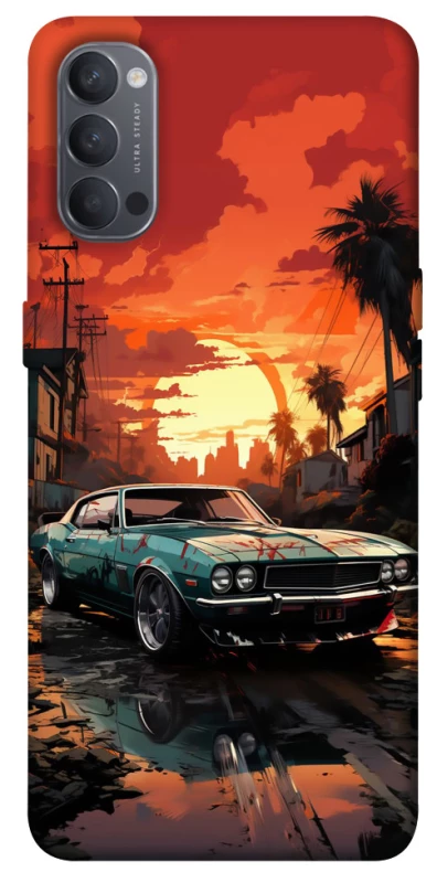 Чехол на Oppo Reno 4 Car at sunset фото 1 из 1