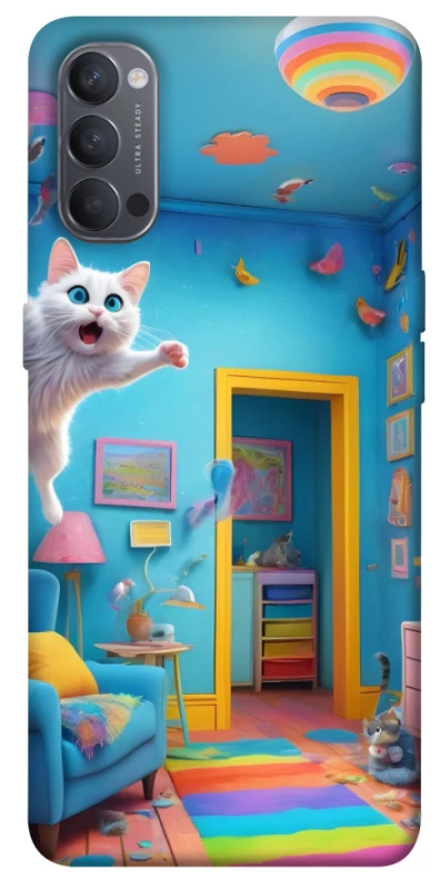 Чехол на Oppo Reno 4 crazy cat фото 1 из 1