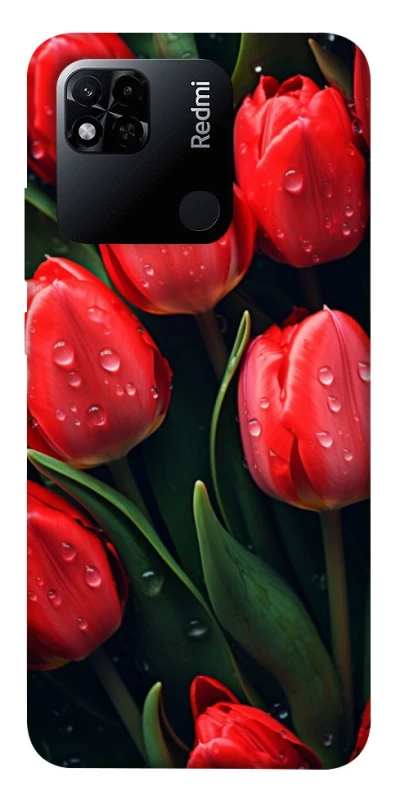 Чохол на Xiaomi Redmi 10A Червоні тюльпани фото 1 з 1