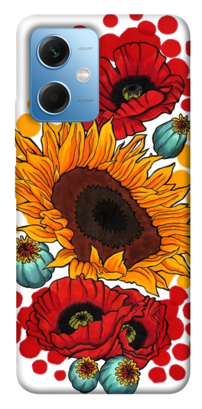 Чохол на Xiaomi Redmi Note 12 5G Соняшники та маки фото 1 з 1