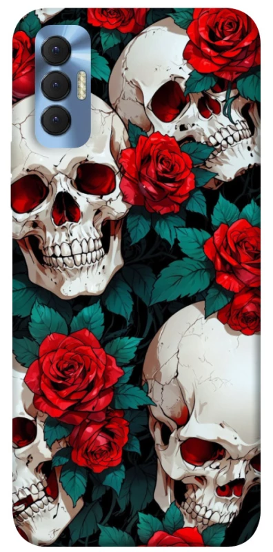Чохол на TECNO Spark 8P skull and rose фото 1 з 1