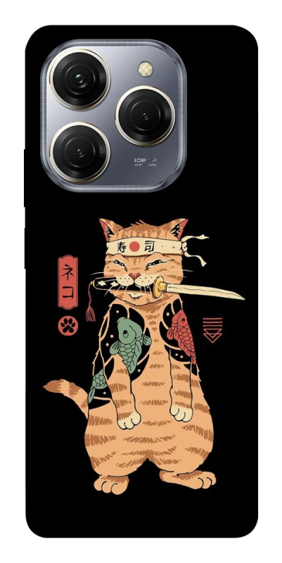 Чохол на TECNO Spark 20 Pro Кіт-самурай фото 1 з 1