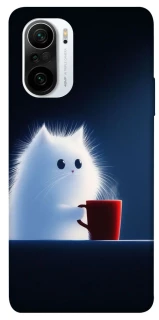 Чехол на Xiaomi Redmi K40 / K40 Pro / K40 Pro+ / Poco F3 Чехол кот с кофе фото 1 из 1