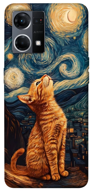 Чехол на Oppo Reno 7 4G van gogh cat фото 1 из 1