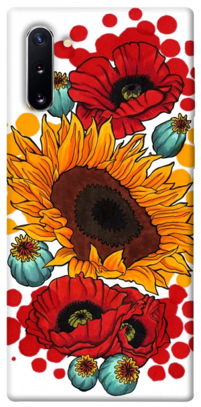 Чехол на Samsung Galaxy Note 10 Подсолнечники и маки фото 1 из 1