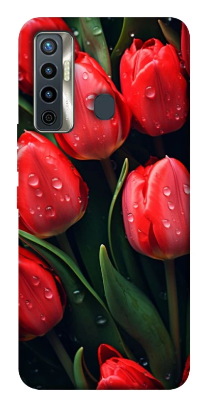 Чохол на TECNO Camon 17 Червоні тюльпани фото 1 з 1
