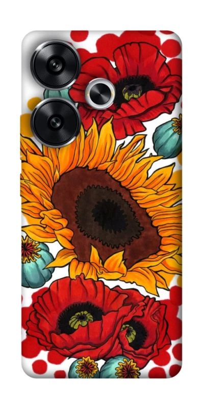 Чохол на Xiaomi Poco F6 Соняшники та маки фото 1 з 1