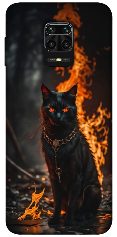 Чехол на Xiaomi Redmi Note 9s / Note 9 Pro / Note 9 Pro Max Огненный кот фото 1 из 1