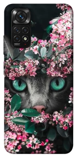 Чехол на Xiaomi Redmi Note 11 (Global) / Note 11S Кот в цветах фото 1 из 1