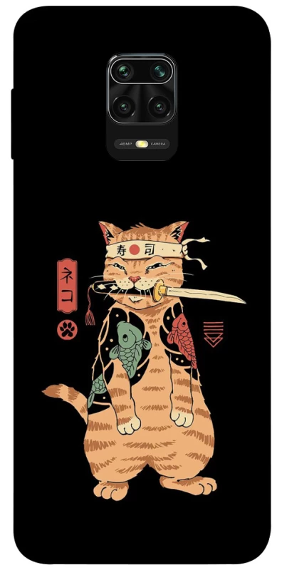 Чехол на Xiaomi Redmi Note 9s / Note 9 Pro / Note 9 Pro Max Кот-самурай фото 1 из 1