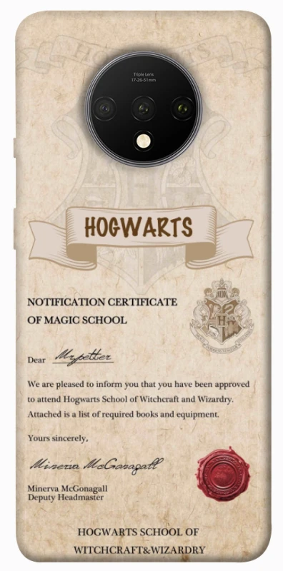 Чехол на OnePlus 7T The Hogwarts acceptance letter фото 1 из 1