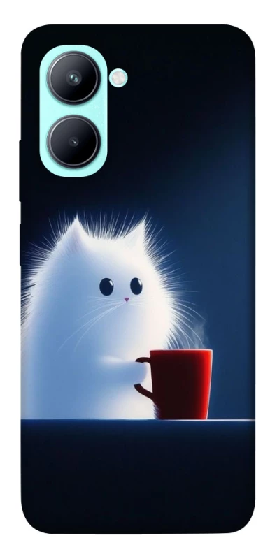 Чехол на Realme C33 Чехол кот с кофе фото 1 из 1