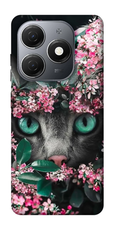 Чехол на TECNO Spark 20 Кот в цветах фото 1 из 1