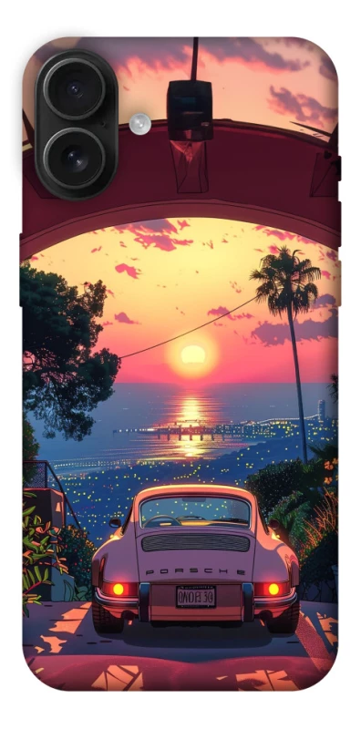 Чехол на Apple iPhone 16 Plus Porsche at sunset фото 1 из 1