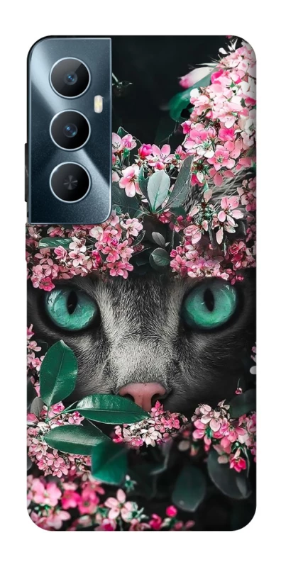 Чохол на Realme C65 4G Кіт в квітах фото 1 з 1