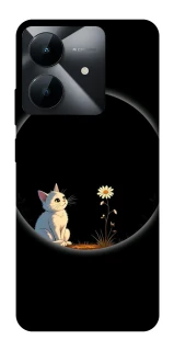 Чехол на Realme Note 60x Cat and flower фото 1 из 1