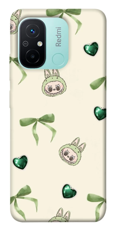 Чохол на Xiaomi Redmi 12C / Poco C55 Labubu Green Heart фото 1 з 1