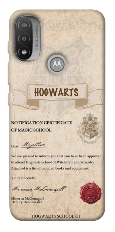 Чехол на Motorola Moto E20 The Hogwarts acceptance letter фото 1 из 1