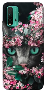 Чохол на Xiaomi Redmi Note 9 4G / Redmi 9 Power Кіт в квітах фото 1 з 1