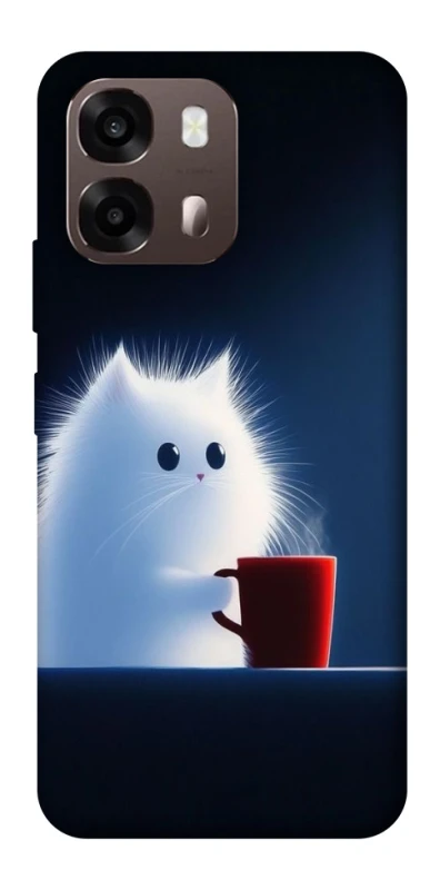 Чехол на Oppo A6 Чехол кот с кофе фото 2 из 2