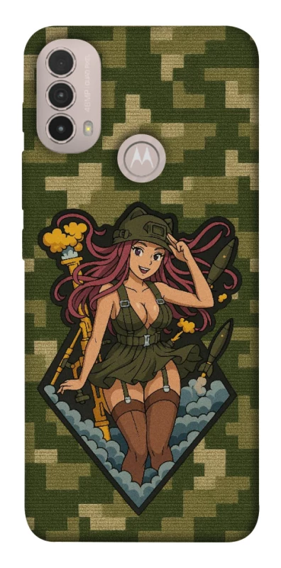 Чохол на Motorola Moto E40 Military Waifu фото 1 з 1